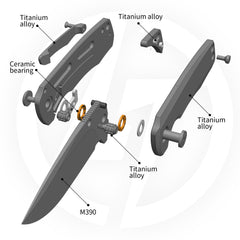 Ti-Bomber 2.0 T065 - Drop Point(2.95"+Bohler M390 +Titanium)