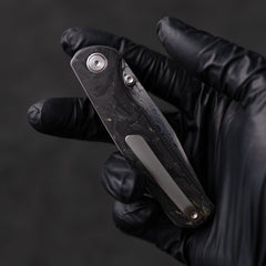 Gecko M070-DS Folding Knife(3.07''+Damascus+Carbon fibre)-Liner Lock-thumb stud-OLITANS