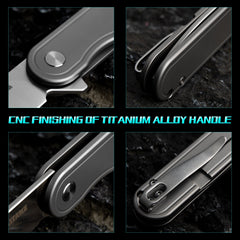 Rocket T025 Pocket Knife(2.76''+D2 Blade+Titanium)Frame Lock-Flipper