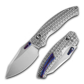 T052-Folding Knife 3.54'' Bohler M390 Blade + Titanium Handle - Crossbar Lock - Thumb Stud