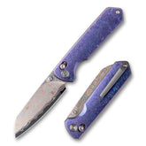 Imperial Penguin M060(3.35''+Damascus Steel & Copper+Crystallized Titanium)-Axis lock-thumb stud