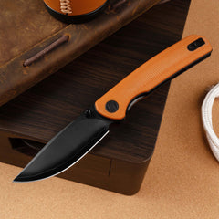 Gecko SE G080 (3.07''+SLD Magic+PVD+Orange Micarta)-Liner Lock-thumb stud