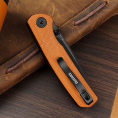 Gecko SE G080 (3.07''+SLD Magic+PVD+Orange Micarta)-Liner Lock-thumb stud