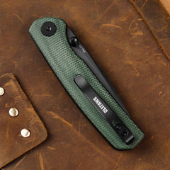 Gecko SE G080 (3.07''+SLD Magic+PVD+Green Micarta)-Liner Lock-thumb stud
