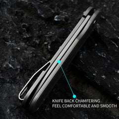 Rocket Pocket Knife(2.76'' D2 Blade+Titanium)Secure Frame Lock-Flipper-T025