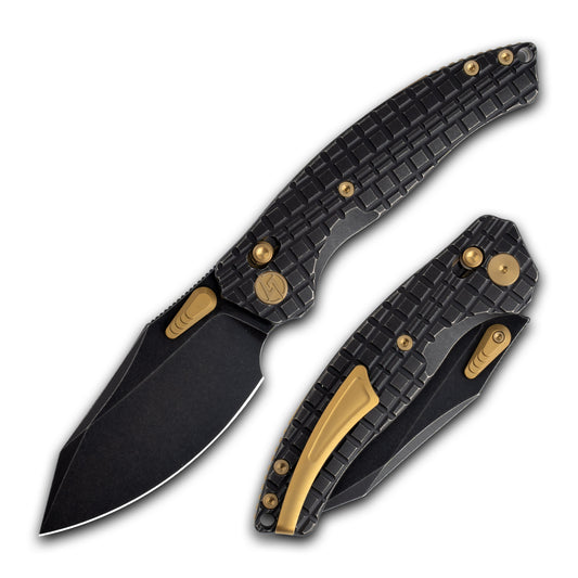 T052 Mastiff Folding Knife 3.54'' Bohler M390 Blade + Titanium Handle - Crossbar Lock - Thumb Stud