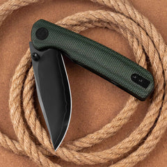Gecko SE G080 (3.07''+SLD Magic+PVD+Green Micarta)-Liner Lock-thumb stud