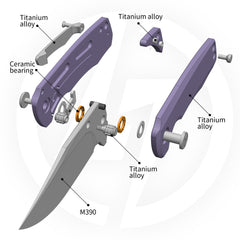 Ti-Bomber 2.0 T068 - Clip Point(2.95"+Bohler M390 +Titanium)