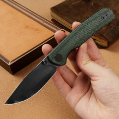 Gecko SE G080 (3.07''+SLD Magic+PVD+Green Micarta)-Liner Lock-thumb stud