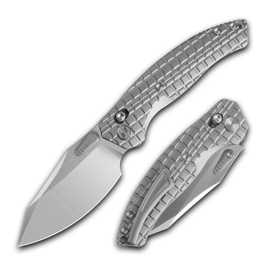 T052 Mastiff Folding Knife 3.54'' Bohler M390 Blade + Titanium Handle - Crossbar Lock - Thumb Stud