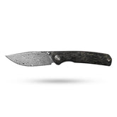 Gecko M070-DS Folding Knife(3.07''+Damascus+Carbon fibre)-Liner Lock-thumb stud-OLITANS