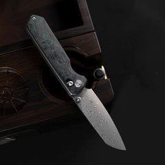 Imperial Penguin M060(3.35''+Damascus+Cow bone)-Axis lock-thumb stud