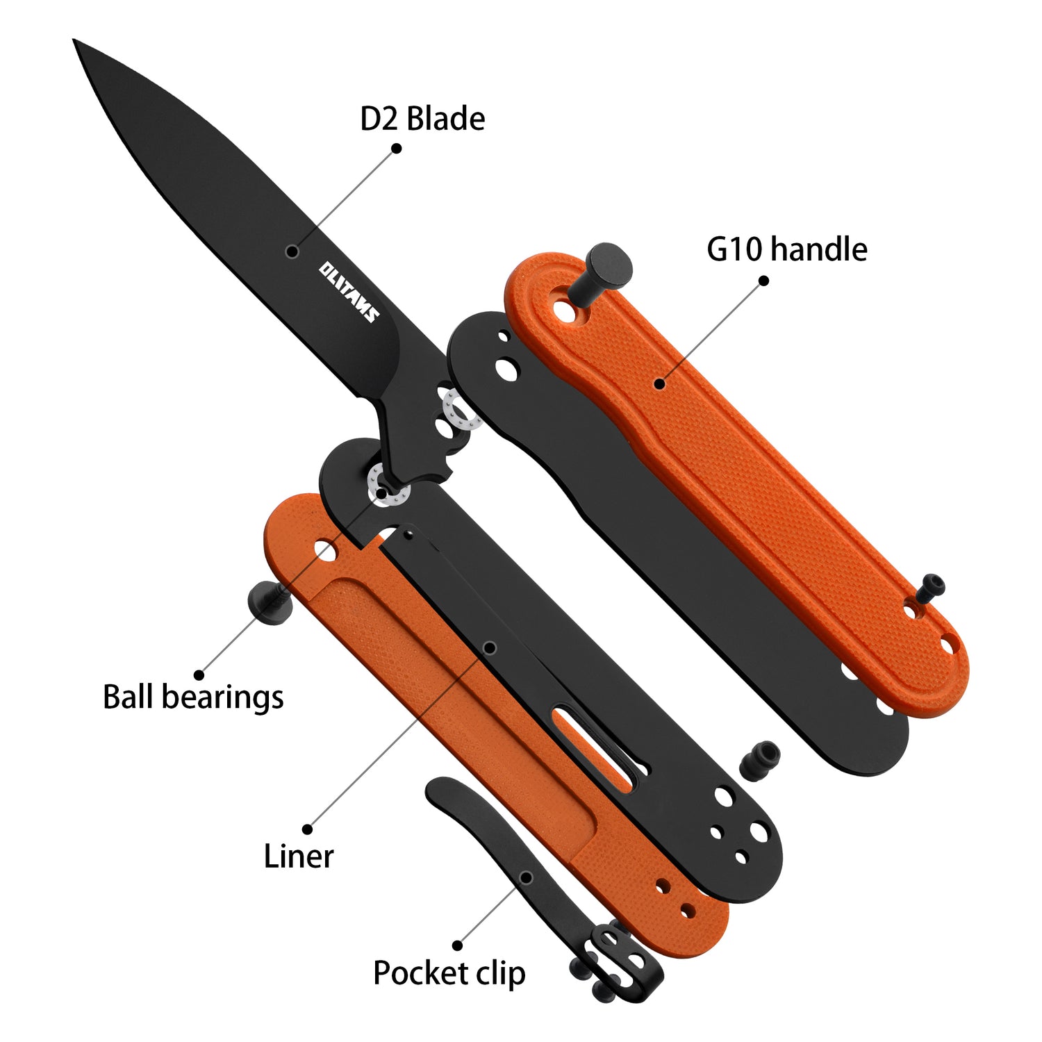 Rocket Pocket Knife (2.75''+D2+G10)-Liner Lock-Flipper-G040