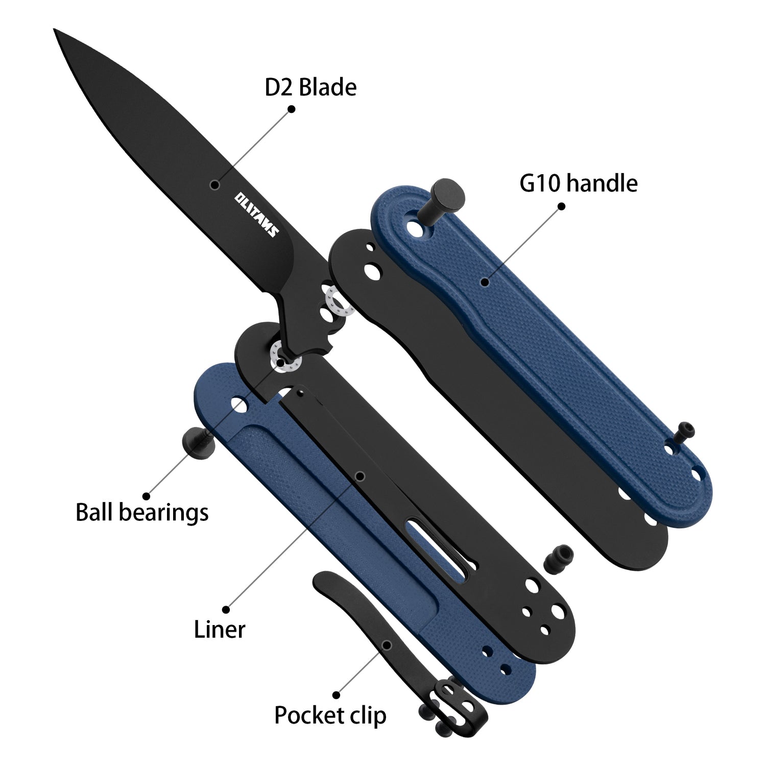 Rocket Pocket Knife (2.75''+D2+G10)-Liner Lock-Flipper-G040
