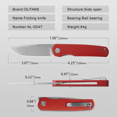 Stealth G047 3'' 14C28N Blade Pocket Knife, G10 Handle, Liner Lock, Front Flipper