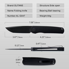 Stealth G047 3'' 14C28N Blade Pocket Knife, G10 Handle, Liner Lock, Front Flipper