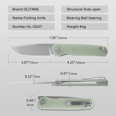 Stealth G047 3'' 14C28N Blade Pocket Knife, G10 Handle, Liner Lock, Front Flipper