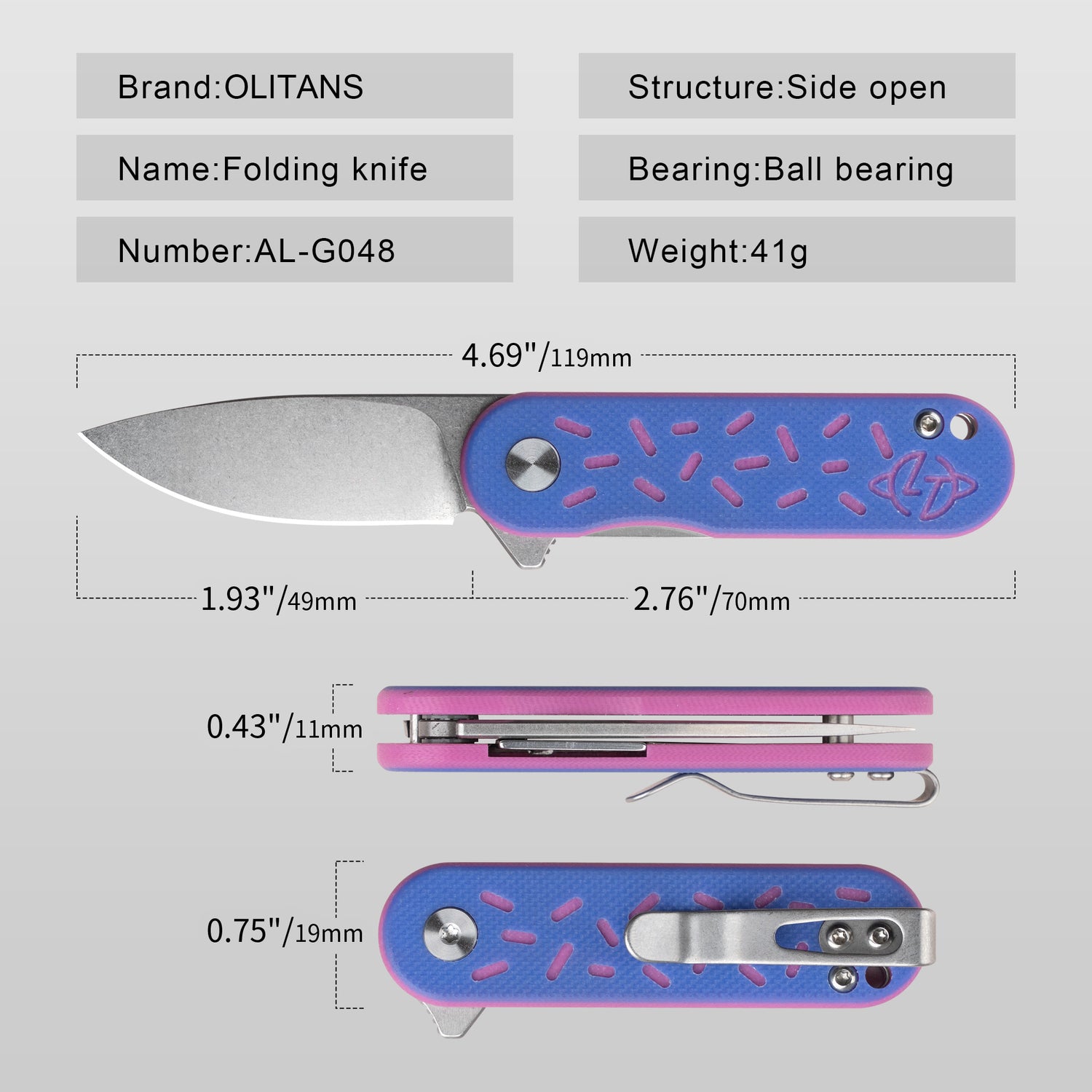 Spaceship Pocket Knife (1.93'' -D2 Blade-G10 Handle)-Liner Lock-Flipper-G048