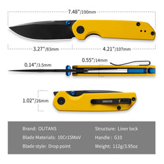 Lemon Shark G071(3.27"+10Cr15Mov+Yellow G10 +Pvd)-Liner Lock