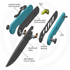 Lemon Shark G071(3.27"+10C15N+G10 Handle+Ti-coated)-Liner Lock-Front Flipper-Olitans