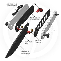 Lemon Shark G071(3.27"+10C15N+G10 Handle+Ti-coated)-Liner Lock-Front Flipper-Olitans