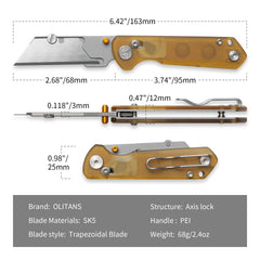 Adélie Penguins G076 Utility Knife (2.68"+SK5 Blade+G10)Blade x10