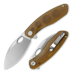 G064 knife with PEI handle and satin blade – folded view