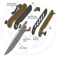 Lemon Shark G071(3.27"+10Cr15Mov+PEI Handle+Stonewash)-Front Flipper-Olitans