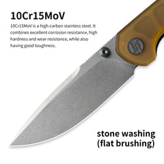 Lemon Shark G071(3.27"+10C15N+PEI Handle+Stonewash)-Liner Lock-Front Flipper-Olitans