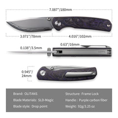 Gecko M070 (3.07''+SLD Magic+Carbon fibre)-Liner Lock-thumb stud