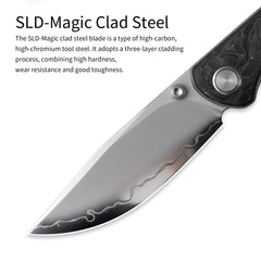 Gecko M070-SLD Folding Knife(3.07''+SLD Magic+Carbon fibre)-Liner Lock-thumb stud-OLITANS