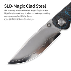 Gecko M070-SLD Folding Knife(3.07''+SLD Magic+Carbon fibre)-Liner Lock-thumb stud-OLITANS