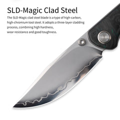 Gecko M070-SLD Folding Knife(3.07''+SLD Magic+Carbon fibre)-Liner Lock-thumb stud-OLITANS