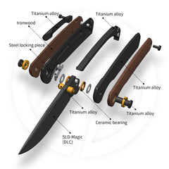 Gecko M070-SLD Folding Knife(3.07"+SLD Magic+Wood)-Liner Lock-thumb stud-OLITANS