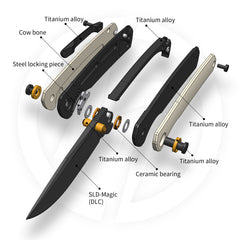 Gecko M070-SLD Folding Knife(3.07"+SLD Magic+Cow bone)-Liner Lock-thumb stud-OLITANS