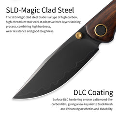Gecko M070-SLD Folding Knife(3.07"+SLD Magic+Wood)-Liner Lock-thumb stud-OLITANS