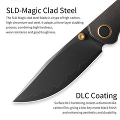 Gecko M070-SLD Folding Knife(3.07"+SLD Magic+Copper)-Liner Lock-thumb stud-OLITANS