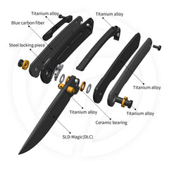 Gecko M070 (3.07"+SLD Magic+DLC+Carbon fibre)-Liner Lock-thumb stud