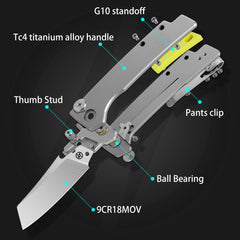 Folding Camping Knife(3.0''+9Cr18Mov+Titanium)-Frame Lock-Thumb Stud-T024