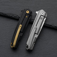 T041 Pocket Knife 2.6'' M390 Blade + Titainium Handle - Frame Lock - Flipper