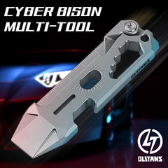 T042 Cyber Bison EDC Pry Bar Titanium Alloy Multitool(Silver Sandblasted)