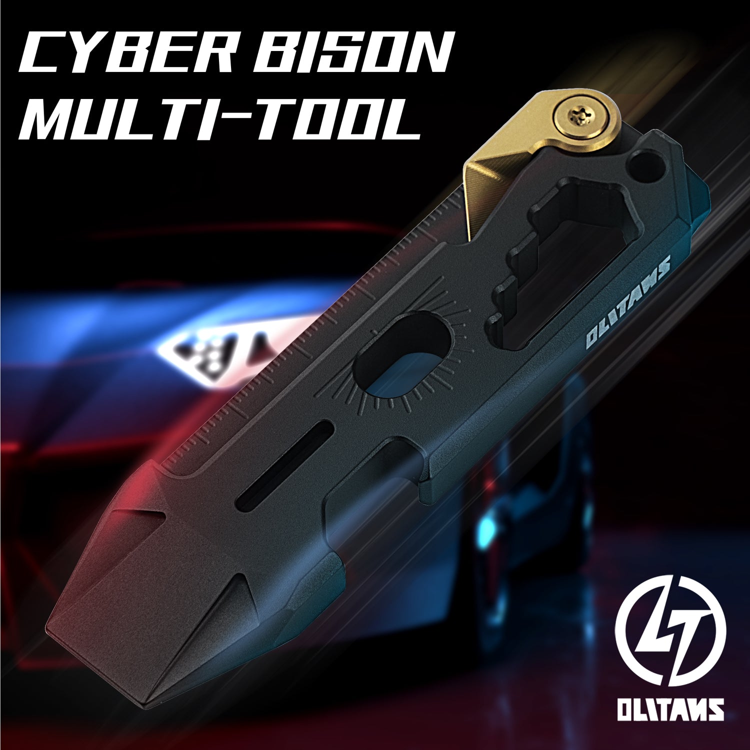 T042 Cyber Bison EDC Pry Bar Titanium Alloy Multitool(Black Coating)