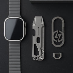 T042 Cyber Bison EDC Pry Bar Titanium Alloy Multitool(Silver Sandblasted)