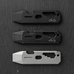 T042 Cyber Bison EDC Pry Bar Titanium Alloy Multitool(Black Coating)