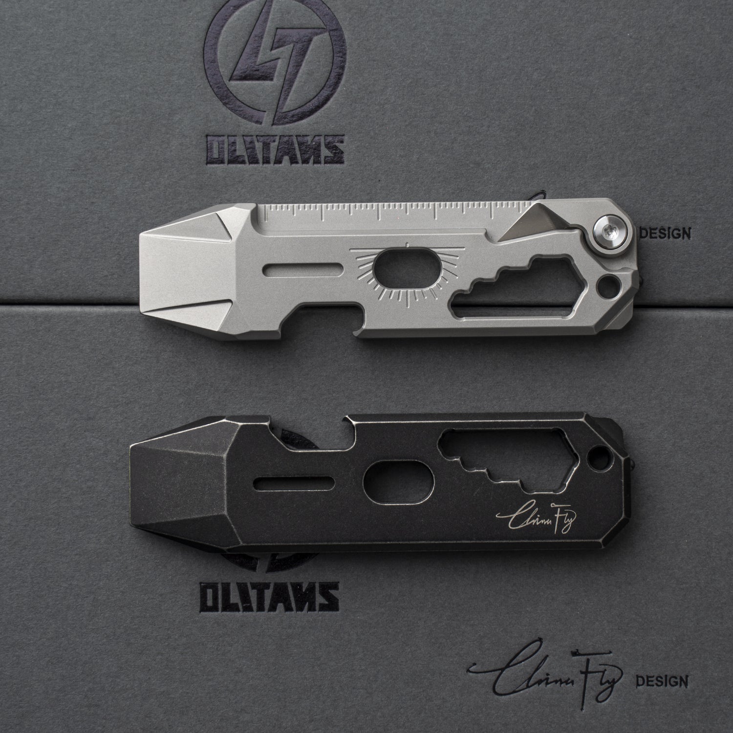 T042 Cyber Bison EDC Pry Bar Titanium Alloy Multitool(Black Coating)