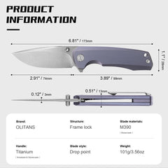 Ti-Bomber 2.0 T065 - Drop Point(2.95"+Bohler M390 +Titanium)