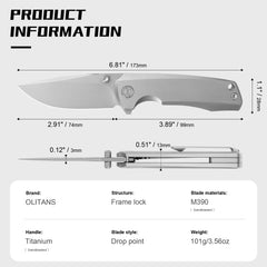 Ti-Bomber 2.0 T065 - Drop Point(2.95"+Bohler M390 +Titanium)