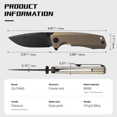Ti-Bomber 2.0 T065 - Drop Point(2.95"+Bohler M390 +Titanium)