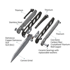 Imperial Penguin M060(3.35''+Damascus+Cow bone)-Axis lock-thumb stud