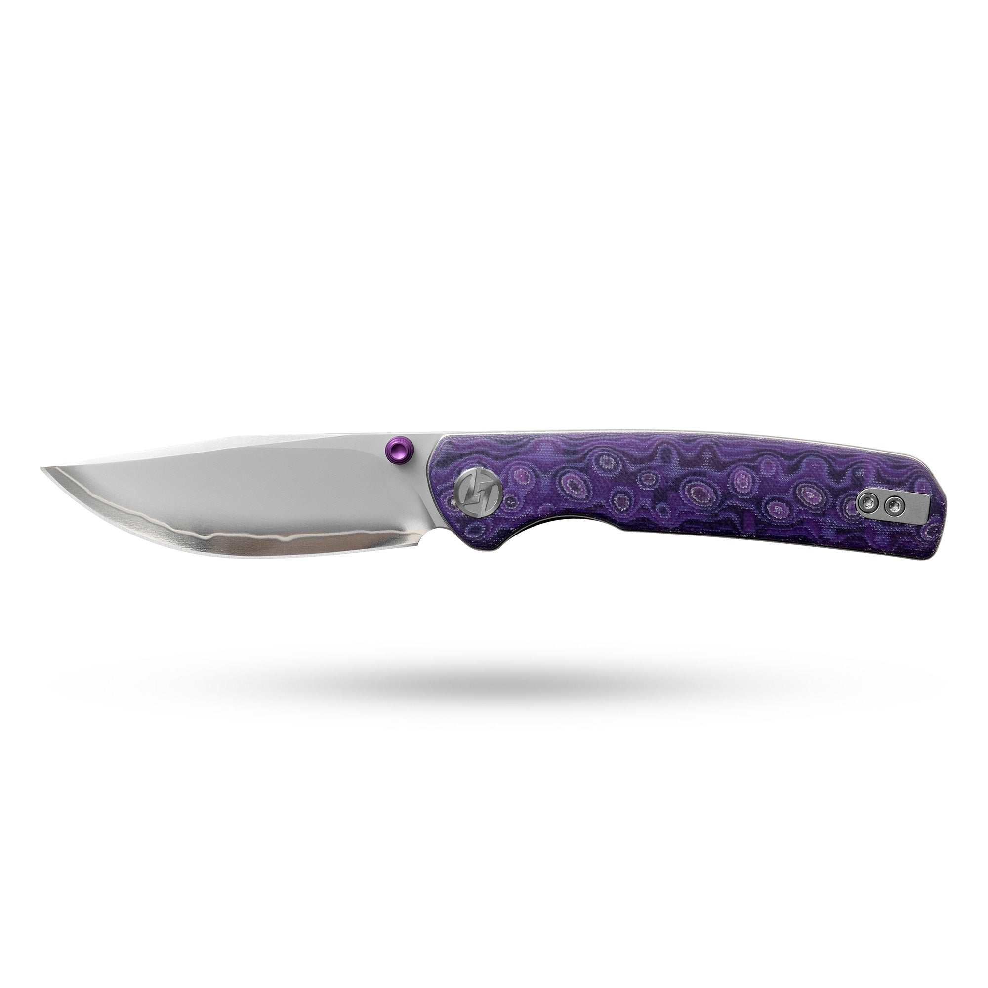 Open OLITANS Gecko SE G080 with purple Micarta handle and SLD-Magic blade